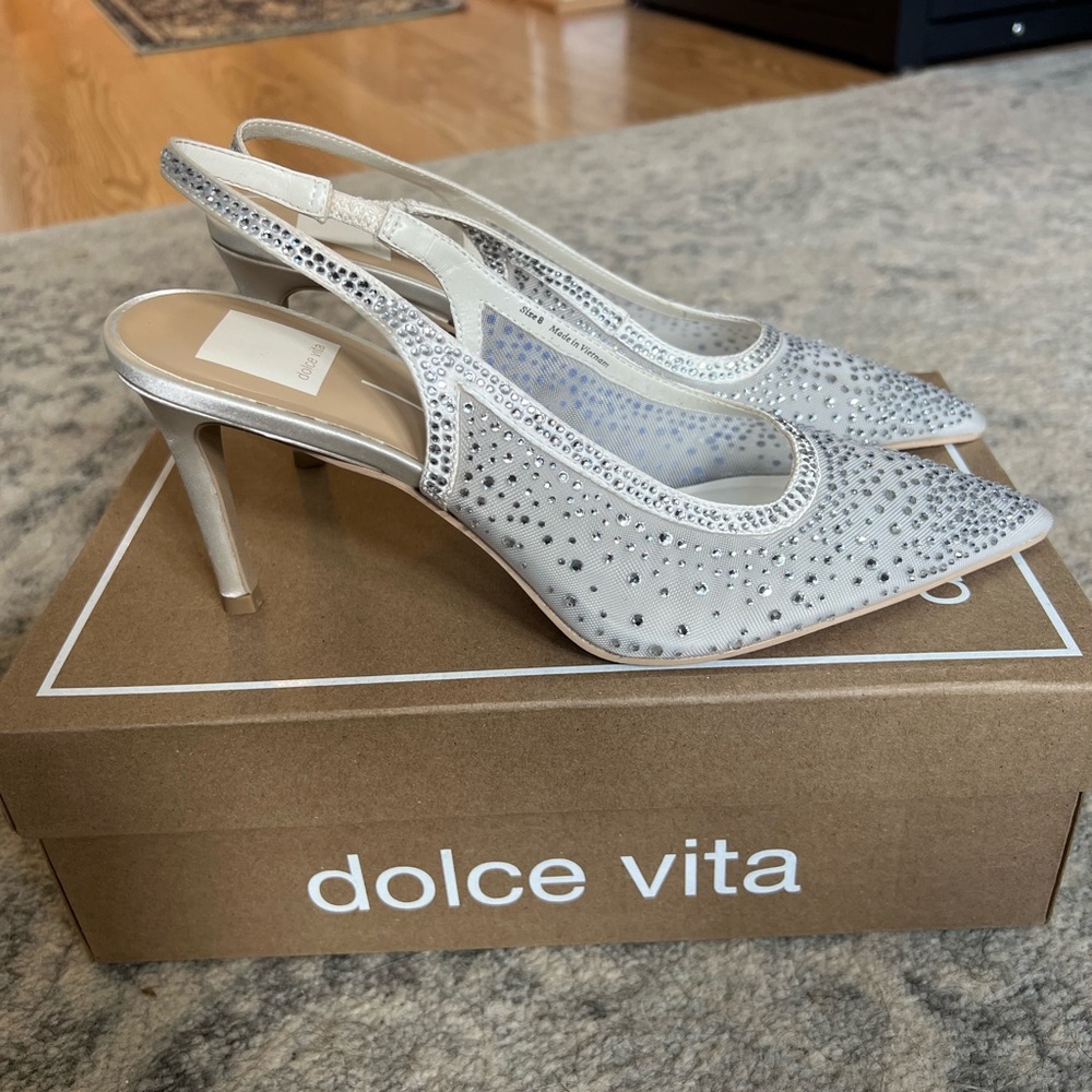 Dolce Vita Kaye Crystal Pointy Toe Slingback Heels